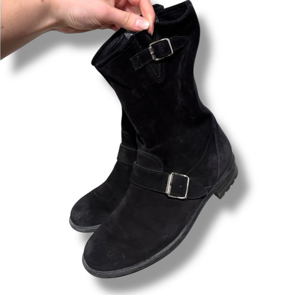 Paul Green Black Suede Buckle Booties Size 7.5 US - Picture 2 of 7